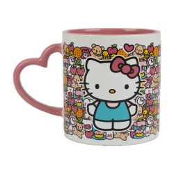 BIOWORLD Hello Kitty Mug With Heart Shaped Handle - 16OZ Ceramic Mug In Pink