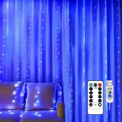 NONE Fairy Curtain Lights for Bedroom 300 Led, Christmas String Lights USB Plug In 8 Modes \w Remote Control for Wedding Party Decor Warm