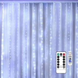 NONE Fairy Curtain Lights for Bedroom 300 Led, Christmas String Lights USB Plug In 8 Modes \w Remote Control for Wedding Party Decor Warm (9.8X9.8Ft)