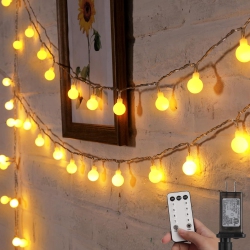 NONE 33 Ft 100 Leds Globe Ball String Lights, 8 Modes With Remote, Fairy String Lights Plug In for Indoor Outdoor Party Wedding Christmas Garden, Warm
