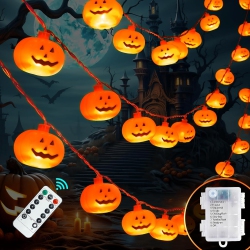NONE 20Ft 40 Leds Halloween Lights Pumpkin String Lights, Battery Operated 8 Lights Modes Timer 3D Waterproof Pumpkin String Lights for Halloween