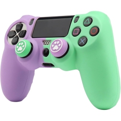 NONE Controller Skins for Ps4, Silicone Controller Cover Skin Protector Compatible /ps4 Slim/ps4 Pro Controller With 2 Cute Thumb Grips Caps, Purple