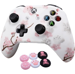 NONE Controller Skins for Ps4, Silicone Controller Cover Skin Protector Compatible /ps4 Slim/ps4 Pro Controller With 2 Cute Thumb Grips Caps, White