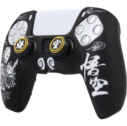 NONE Controller Skins for Ps4, Silicone Controller Cover Skin Protector Compatible /ps4 Slim/ps4 Pro Controller \w 2 Cute Thumb Grips Caps, Black Myth