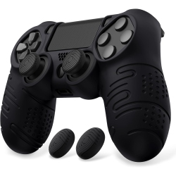 NONE Playvital Line Silicone Cover Skin for Ps4 Controller, Anti-Slip Soft Protector Case Cover With Thumb Grip Caps, Black