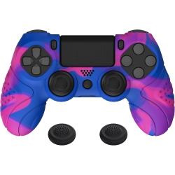 NONE Playvital Guardian Edition Ergonomic Soft Anti-Slip Controller Case Cover for Ps4, Rubber Protector Skin \w Caps for Ps4 Slim/pro