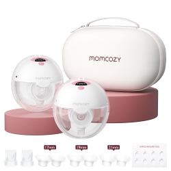 MOMCOZY All-In-One M5 Wearable Breast Pump, Hands-Free Electric Breast Pump, Double-Sealed Flange With 3 Modes And 9 Levels In Pink