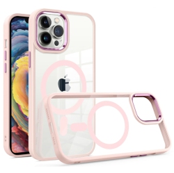 CSMART [Cs] Transparent Hard PC Hybrid Magnetic Magsafe Case Cover for Iphone 16 Pro, Rose In Gold