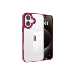 CSMART [Cs] Transparent Hard PC Hybrid Case Cover for Iphone 16 Plus, Wine