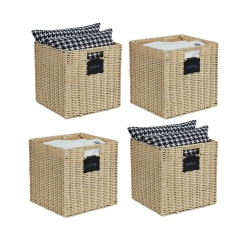 DECOMOMO Wicker Baskets Storage Organization - Cube Storage Baskets for Shelves Toys Books Clothes Decorative Wicker Basket W/handles