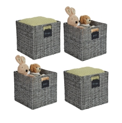 DECOMOMO Wicker Baskets Storage Organization - Cube Storage Baskets for Shelves Toys Books Clothes Decorative Wicker Basket W/handles