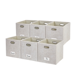 DECOMOMO 11" Collapsible Cube Storage Bin With Label Holder | Felt Storage Bins
