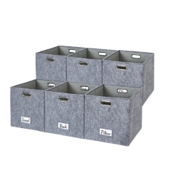 DECOMOMO 11" Collapsible Cube Storage Bin With Label Holder | Felt Storage Bins