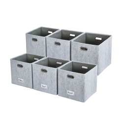 DECOMOMO 13" Collapsible Cube Storage Bin With Label Holder | Felt Storage Bins