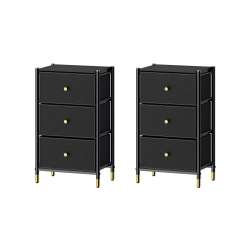 DECOMOMO Nightstand With Drawers | 3-Tier Bed Side Table | End Table Storage With Baskets