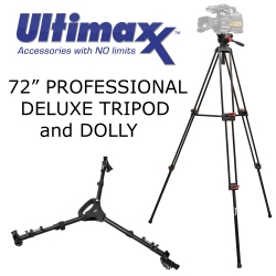 ULTIMAXX 72" 180Cm Portable Video Camera Tilt Tripod And Heavy Duty Dolly Bundle