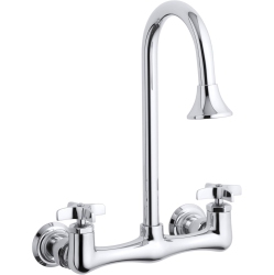 KOHLER Tirton K-7319-3-Cp Triton Double Cross Handle Utility Sink Faucet With Rosespray Gooseneck Spout Polished Chrome