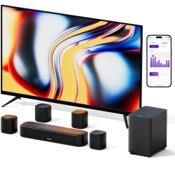 ULTIMEA Aura A40 7.1 Channel Virtual Surround Soundbar, Surroundx Technology, 4 Surround Speakers, 6 Adjustable Surround Levels, Deep Bass \w 4-Inch