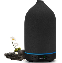 NONE 200Ml Ceramic Diffuser, Essential Oil Diffuser With 7 Color Lights Auto Shut Off for Office Home Room, Black
