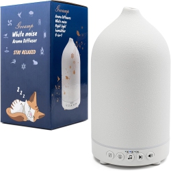 NONE 200Ml Noise Ceramic Diffuser, Sleep Sound Machine With 20 Natural Soothing Sounds for Office, Home, Essential Oil Diffuser, 7 Color Lights, Sound