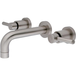 KINGSTON BRASS Ks8128Dl Concord Wall Mount Twin Lever Handle Sink Faucet, Satin Nickel