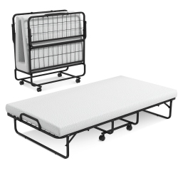 COSTWAY 75" X 38" Folding Bed With Memory Foam Mattress Metal Frame