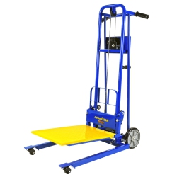 GOODYEAR Material Lift Winch Stacker, Pallet Truck Dolly, 330 Lbs 40" Max Lift W/ 8" Wheels, Swivel Casters