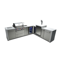 MONT ALPI 400 Deluxe Island With A 90 Degree Corner, Kegerator And Beverage Center - Marine Grade Stainless Steel