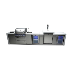 MONT ALPI 400 Deluxe Island With A Kegerator, Beverage Center And Fridge Cabinet - Marine Grade Stainless Steel