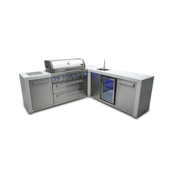 MONT ALPI 805 Deluxe Island With A 90 Degree Corner And Beverage Center - Marine Grade Stainless Steel