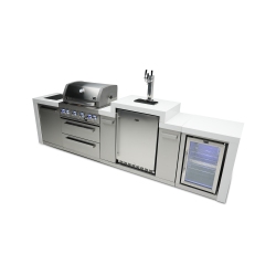 MONT ALPI 400 Deluxe Island With A Kegerator And Fridge Cabinet - Marine Grade Stainless Steel