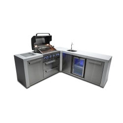 MONT ALPI 400 Deluxe Island With A 90 Degree Corner And Beverage Center - Marine Grade Stainless Steel