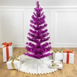 NORTHLIGHT Artificial Tinsel Christmas Tree - 3' - - Unlit In Purple