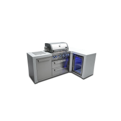 MONT ALPI 400 Deluxe Island With A 90 Degree Corner And A Fridge Cabinet - Marine Grade Stainless Steel