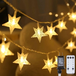 YOULIGHTS Star String Lights Plug In - 33 Ft 100 Led Star Fairy String Lights \w Remote And Timer for Bedroom Porch Wedding Party Patio Garden Tent