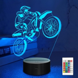 YOULIGHTS Motocross 3D Night Light, Led Illusion Dirt Bike Lamp \w Remote Control 16 Colors Changing Table Lamps Kids Room Decor Best Gift Idea For