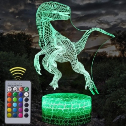 YOULIGHTS 3D Dinosaur Night Lights for Kids, Dimmable Night Lamp \w Remote for Bedroom And Children Room, 16 Changing Colors, Cool Dinosaur Toys For