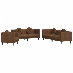 VIDAXL 3 Piece Sofa Set With Pillows Velvet In Brown