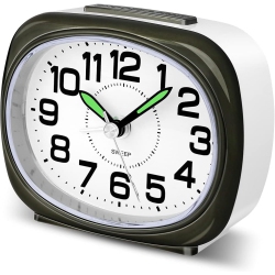 NONE Silent Alarm Clocks Bedside Non Ticking Battery Powered Simple Alarm Clock Desk Clock With Light Snooze Quiet Bedroom Clocks