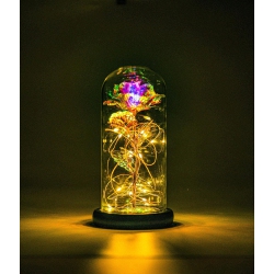 YOULIGHTS Galaxy Rose Flower Infinity Rose In Glass Dome \w Led Light String On The Crystal Rose Unique for Mom Women, Christmas, Mother's Day