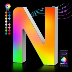 YOULIGHTS Light Up Letters Led Letter - Bedroom Lighted Letter Colorful Glitter Alphabet Music Sync Color Changing Letters for Boy Girl Gift Birthday