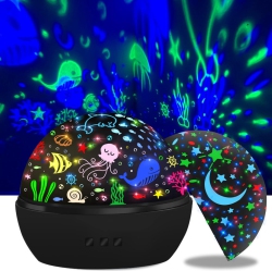 YOULIGHTS Night Light Kids, 360° Rotating Starry Night Light Projector for Babys, Ocean Wave Projector for Kids Toddlers, Christmas Gifts Stocking