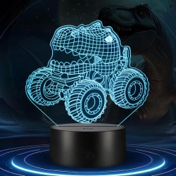YOULIGHTS 3D Monster Trucks Night Light for Boys, Led Illusion Lamp \w 16 Colors Monster Truck Shape Children's Room Bedroom Decorations Cool Gadget