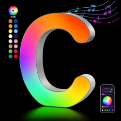 YOULIGHTS Light Up Letters Led Letter - Bedroom Lighted Letter Colorful Glitter Alphabet Music Sync Color Changing Letters for Boy Girl Gift Birthday