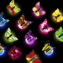 YOULIGHTS Butterfly Night Light, 24PCs 3D Simulation Butterfly Decoration Colorful Single And Double Wall Stickers Light for Bedroom, Garden Festive