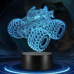 YOULIGHTS 3D Monster Trucks Night Light for Boys, Led Illusion Lamp \w 16 Colors Monster Truck Shape Children's Room Bedroom Decorations Cool Gadget