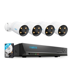 REOLINK 4K Poe Security Camera System Outdoor \w F1.0 Aperture, 4K 8Ch Network Video Recorder, 4PCs Cx810 Bundle \w 8Ch Nvr Rln8-410 Built-In 2Tb