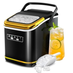 ZAFRO Portable Ice Maker Machine Countertop Small Compact Mini Bullet Ice Maker, Self Cleaning, 2 Size Of Bullet Ice Cubes, 9 Cubes In 6 Mins, Good