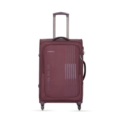 EBLEM Emblem Punch 24 Inch Checkin, Softside Spinner Luggage, 1200D Lightweight With 360 Degree Wheels, And Expandable Trolley Bag- Wine