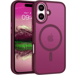 CSMART [Cs] Matte Silicone Hybrid Magnetic Magsafe Case Cover for Iphone 16 Plus, Wine